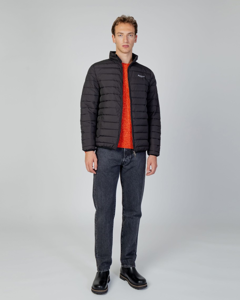 Uomo Aquascutum | Giacchetto Aquascutum Active 100Gr Mock Neck Jacket Nero