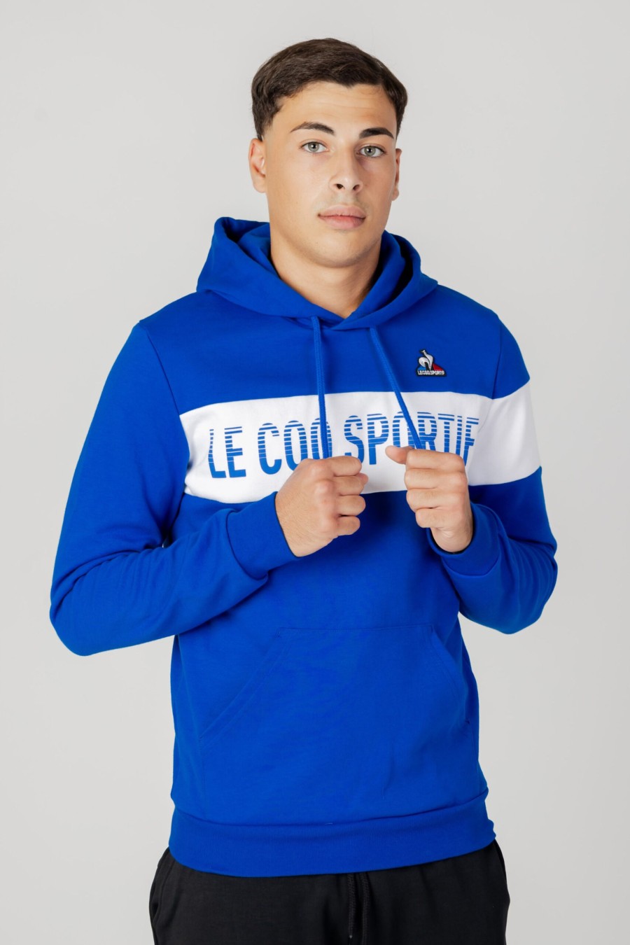 Uomo Le Coq Sportif | Felpa Con Cappuccio Le Coq Sportif Bah Hoody Azzurro