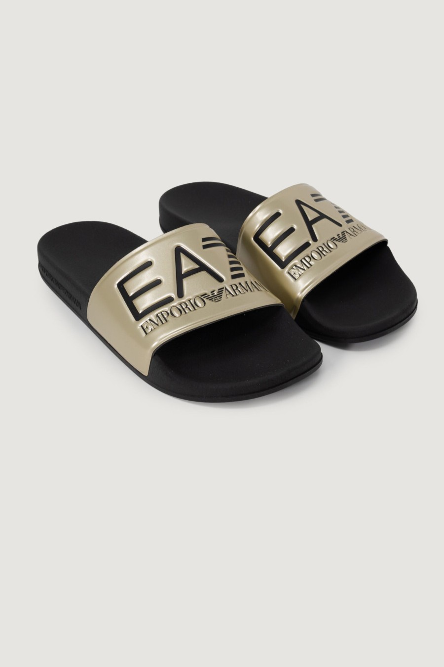 Donna EA7 | Ciabatte Con Fascia Ea7 Unisex Black Gold