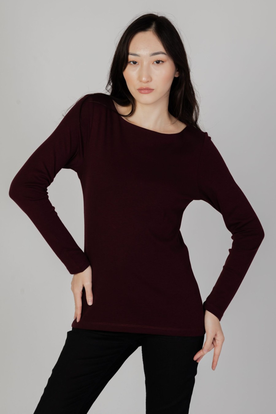 Donna Street One | T-Shirt Manica Lunga Street One Style Qr New Lanea Bordeaux