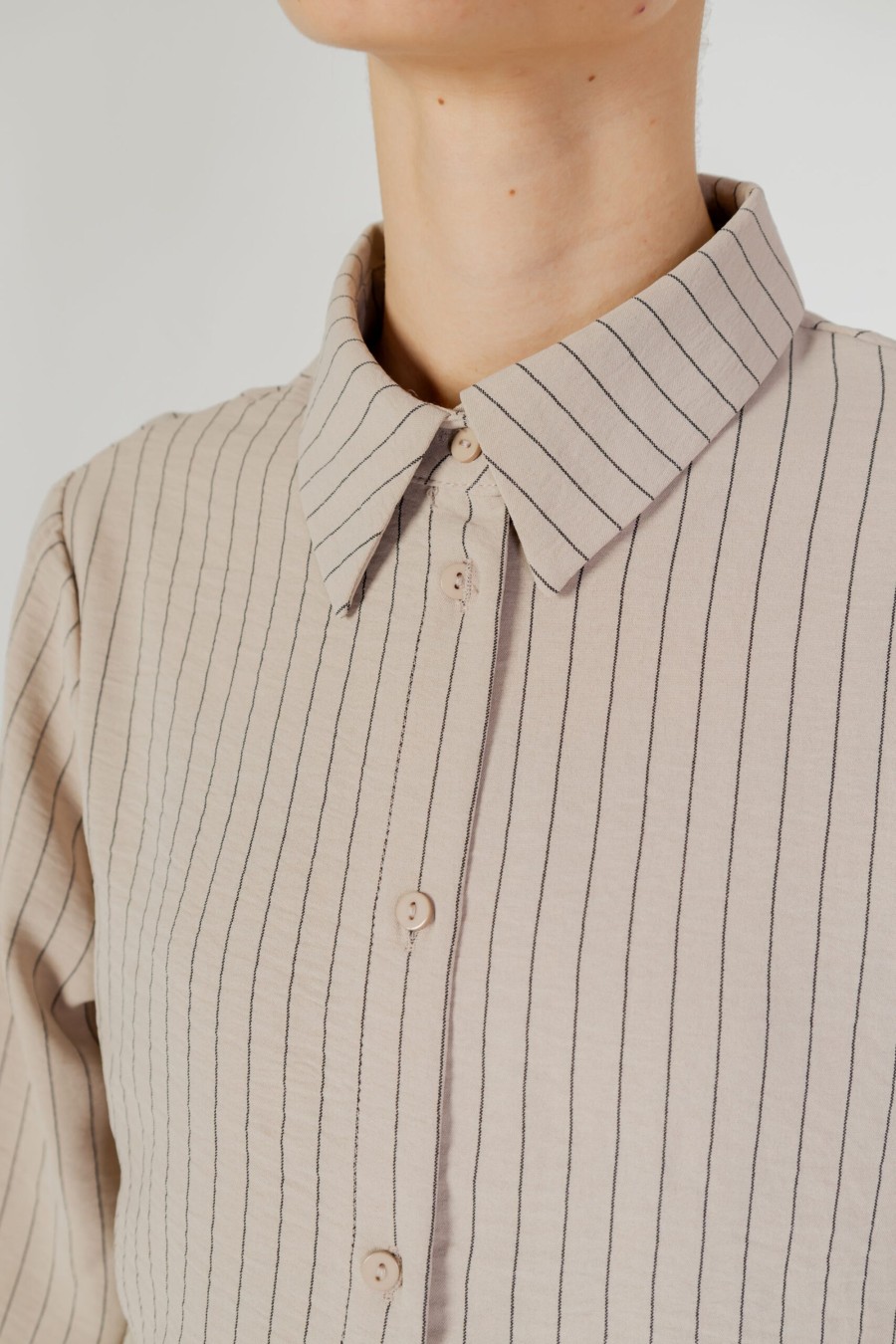 Donna Only | Camicia Manica Lunga Only Onlmette Ls Striped Wvn Beige Scuro