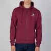 Uomo Aquascutum | Felpa Con Cappuccio Aquascutum Active Small Logo Full Zip Hoodie Fleece Bordeaux