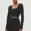 Donna Calvin Klein | Vestito Midi Calvin Klein Logo Elastic Long Nero