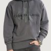 Uomo Calvin Klein | Felpa Con Cappuccio Calvin Klein Wash Monologo Grigio Scuro