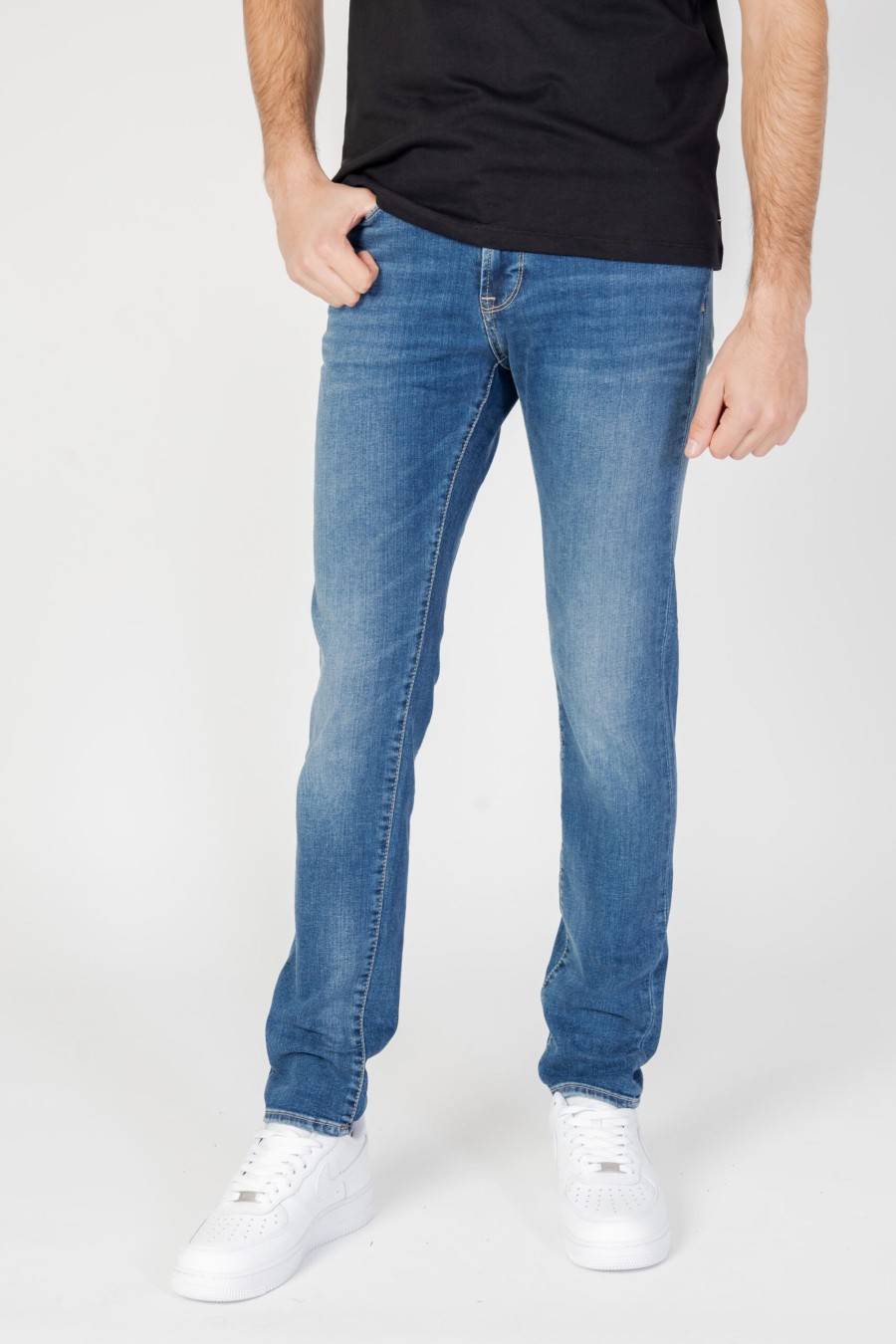 Uomo Gas | Jeans Skinny Gas Sax Zip Rev Denim