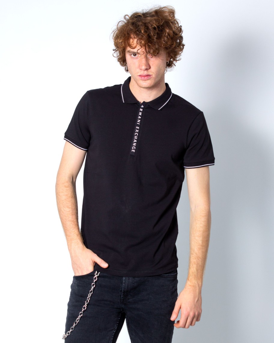 Uomo Armani Exchange | Polo Manica Corta Armani Exchange Nero