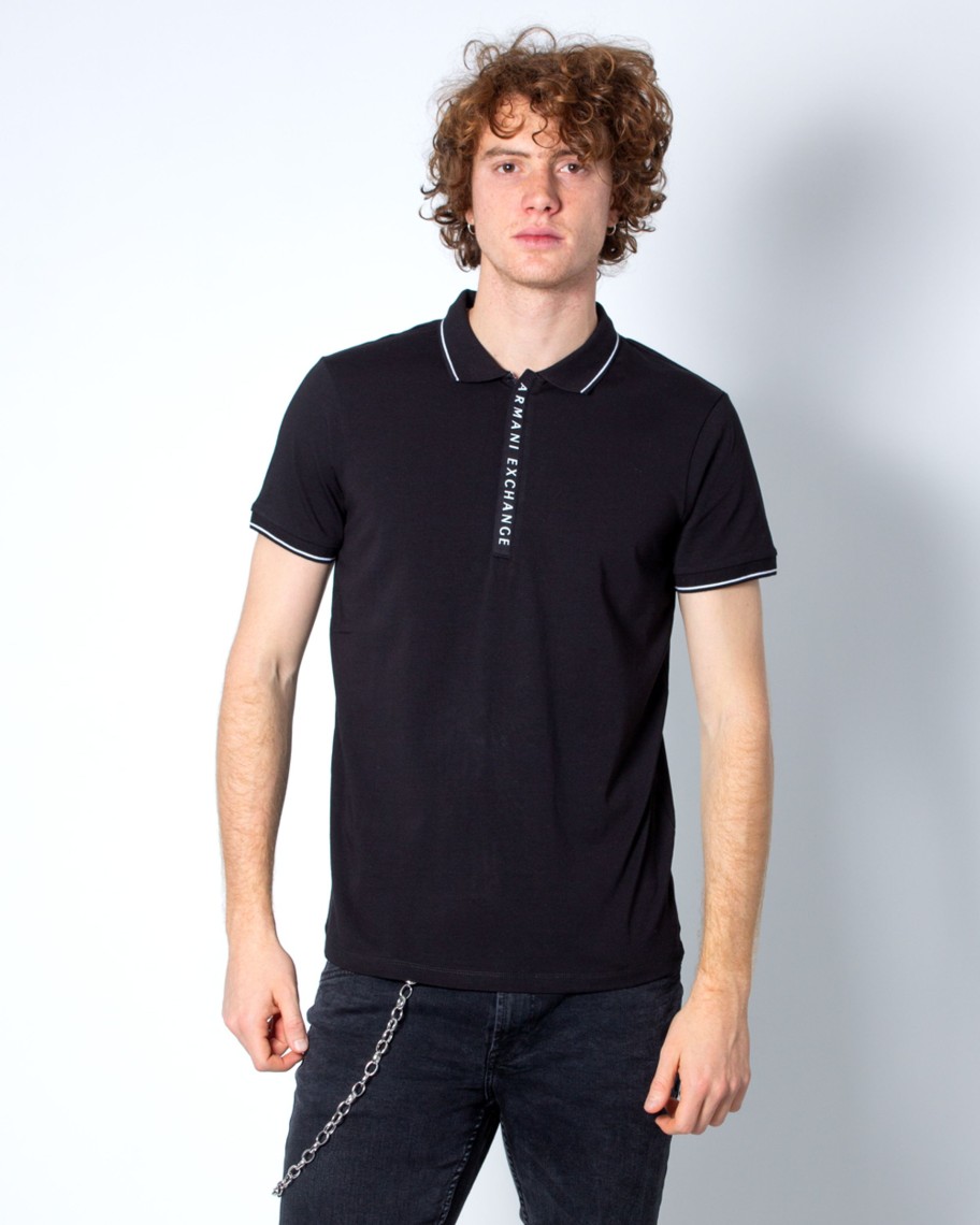 Uomo Armani Exchange | Polo Manica Corta Armani Exchange Nero