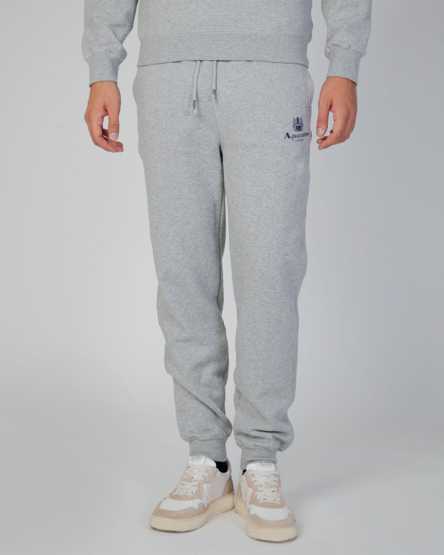 Uomo Aquascutum | Pantaloni Sportivi Aquascutum Active Basic Rib Track Pant Grigio Scuro