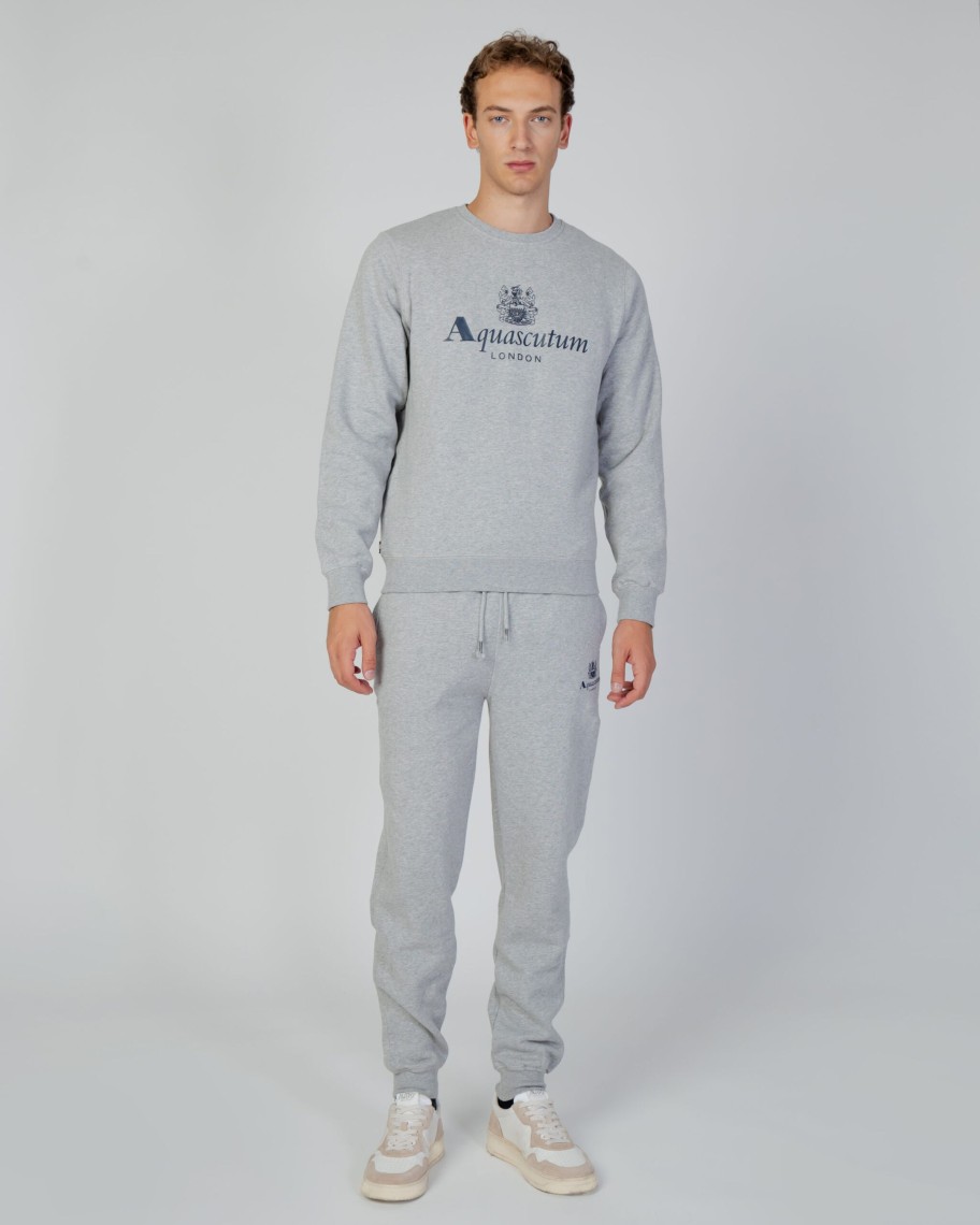 Uomo Aquascutum | Pantaloni Sportivi Aquascutum Active Basic Rib Track Pant Grigio Scuro