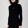 Donna Calvin Klein | Vestito Midi Calvin Klein Badge Roll Neck Swea Nero