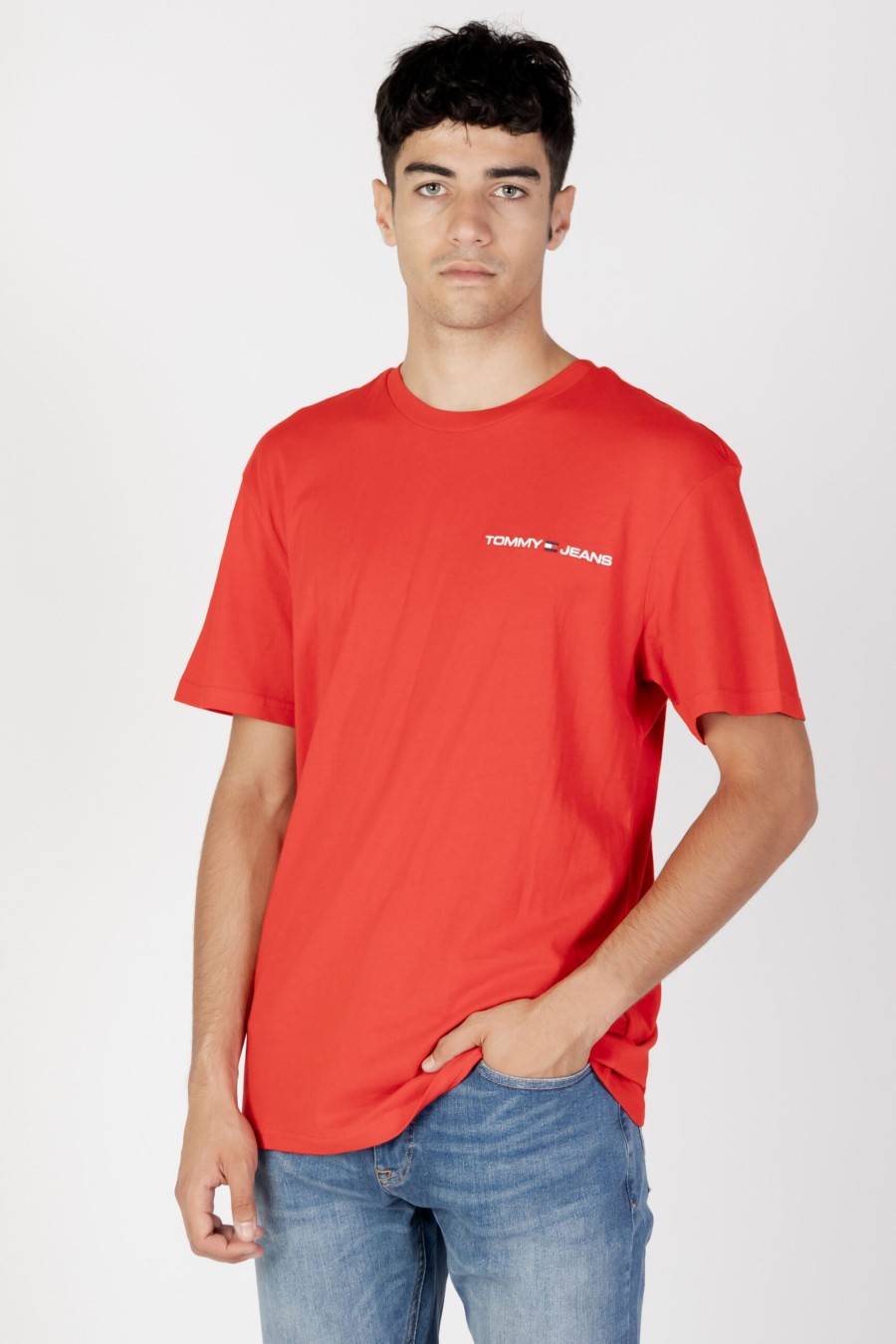 Uomo Tommy Hilfiger | T-Shirt Tommy Hilfiger Tjm Clsc Linear Ches Rosso