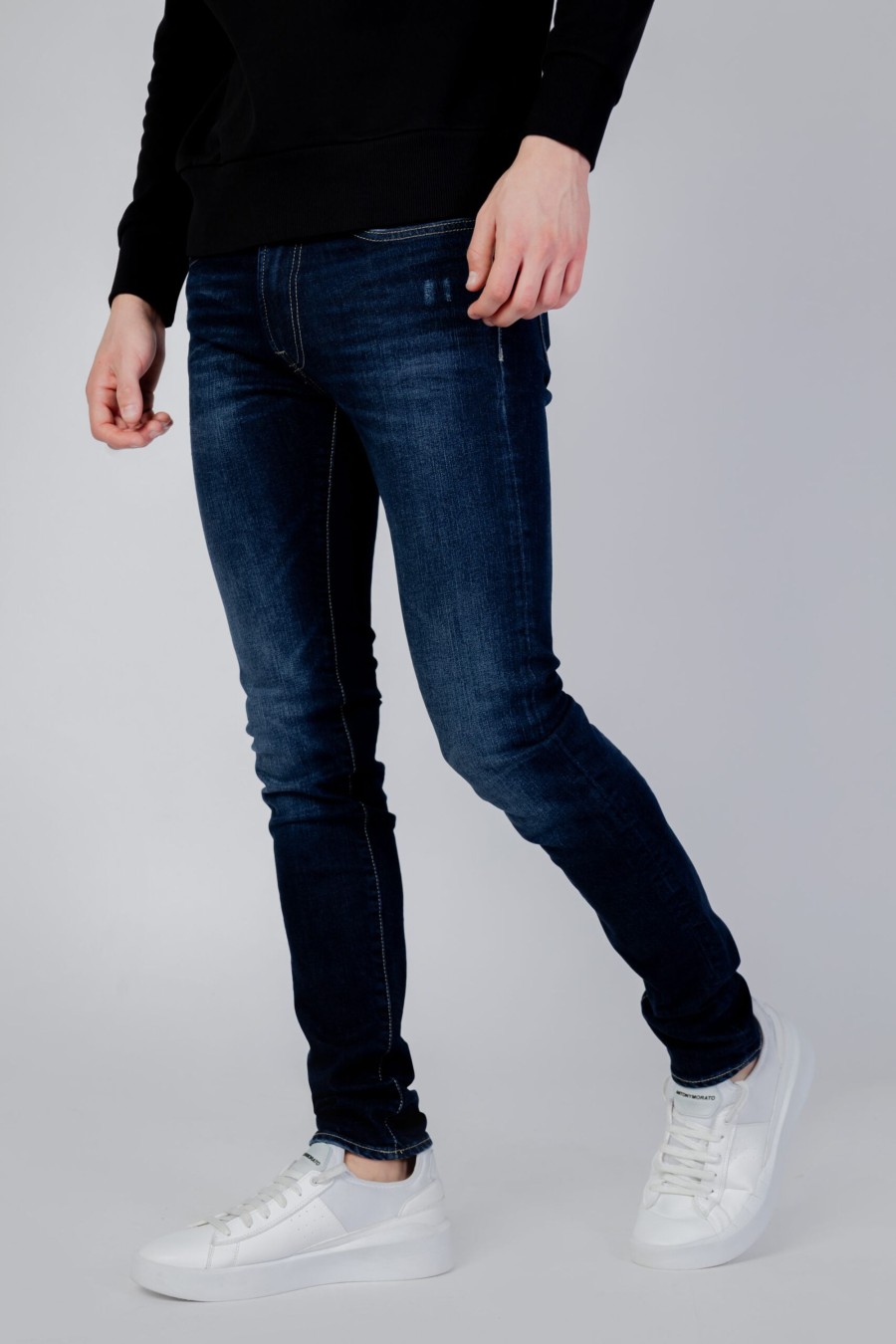 Uomo Gas | Jeans Slim Gas Sax Zip Rev Denim Scuro