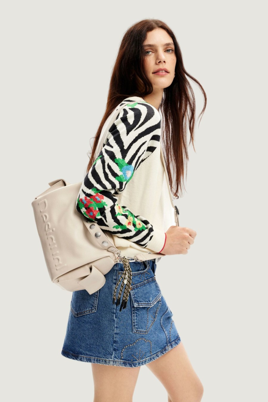 Donna Desigual | Borsa Desigual Bols_Half Logo Habana Beige