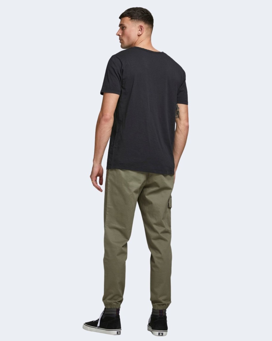 Uomo Jack Jones | T-Shirt Jack Jones Esplit Neck Tee Ss Noos Nero