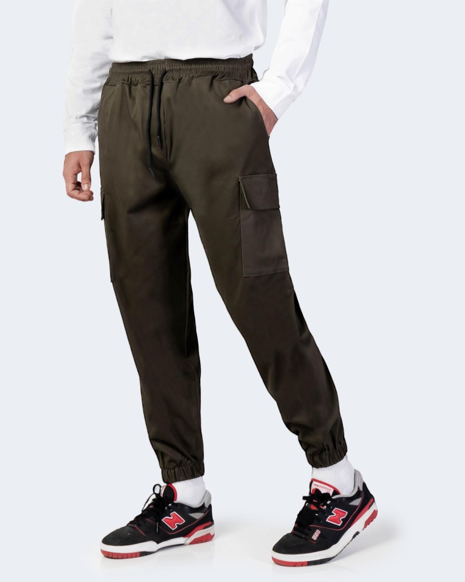 Uomo Hydra Clothing | Pantaloni Con Cavallo Basso Hydra Clothing Cargo Verde Oliva