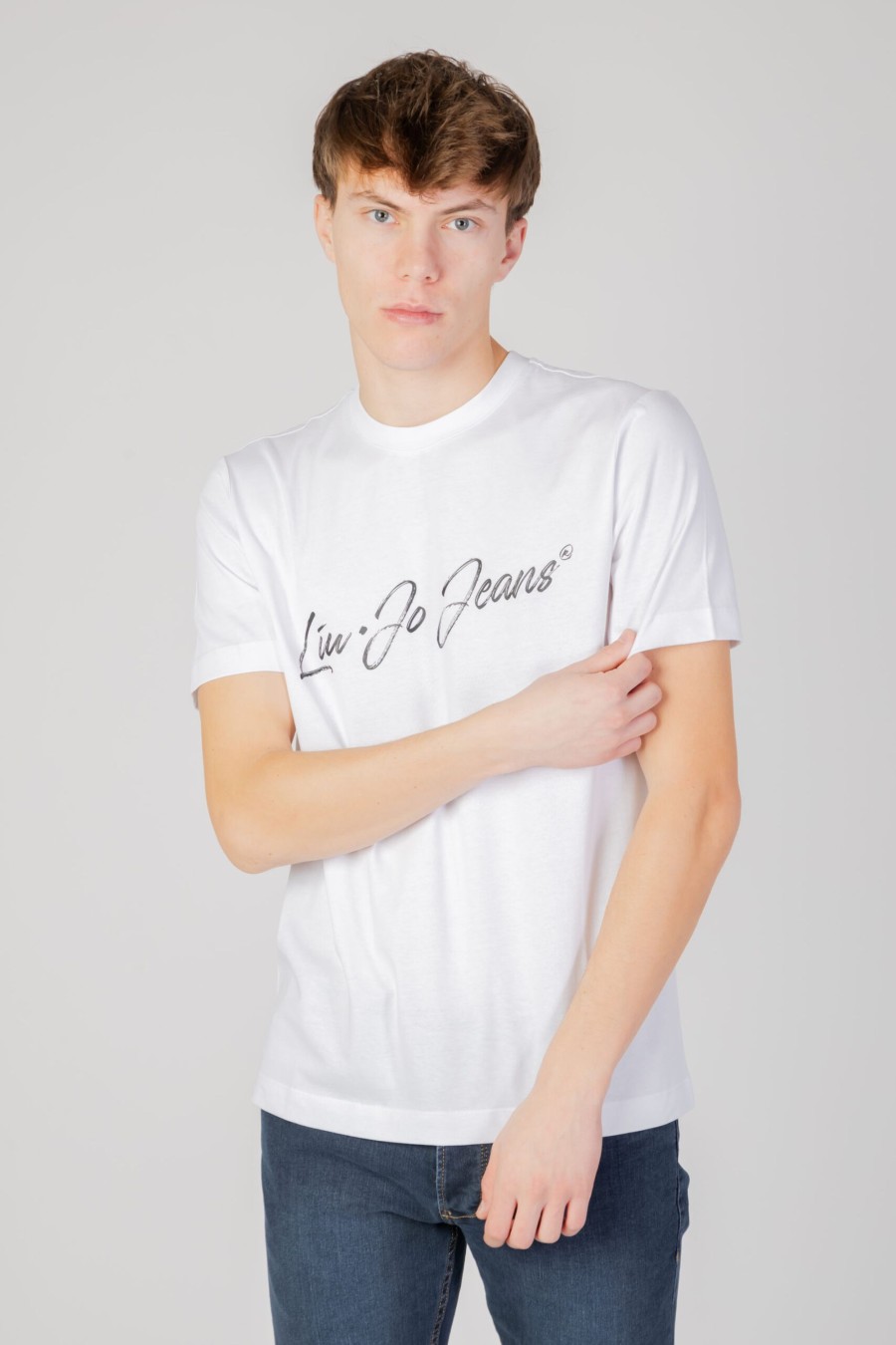 Uomo Liu-jo | T-Shirt Liu-Jo Signjeans Bianco