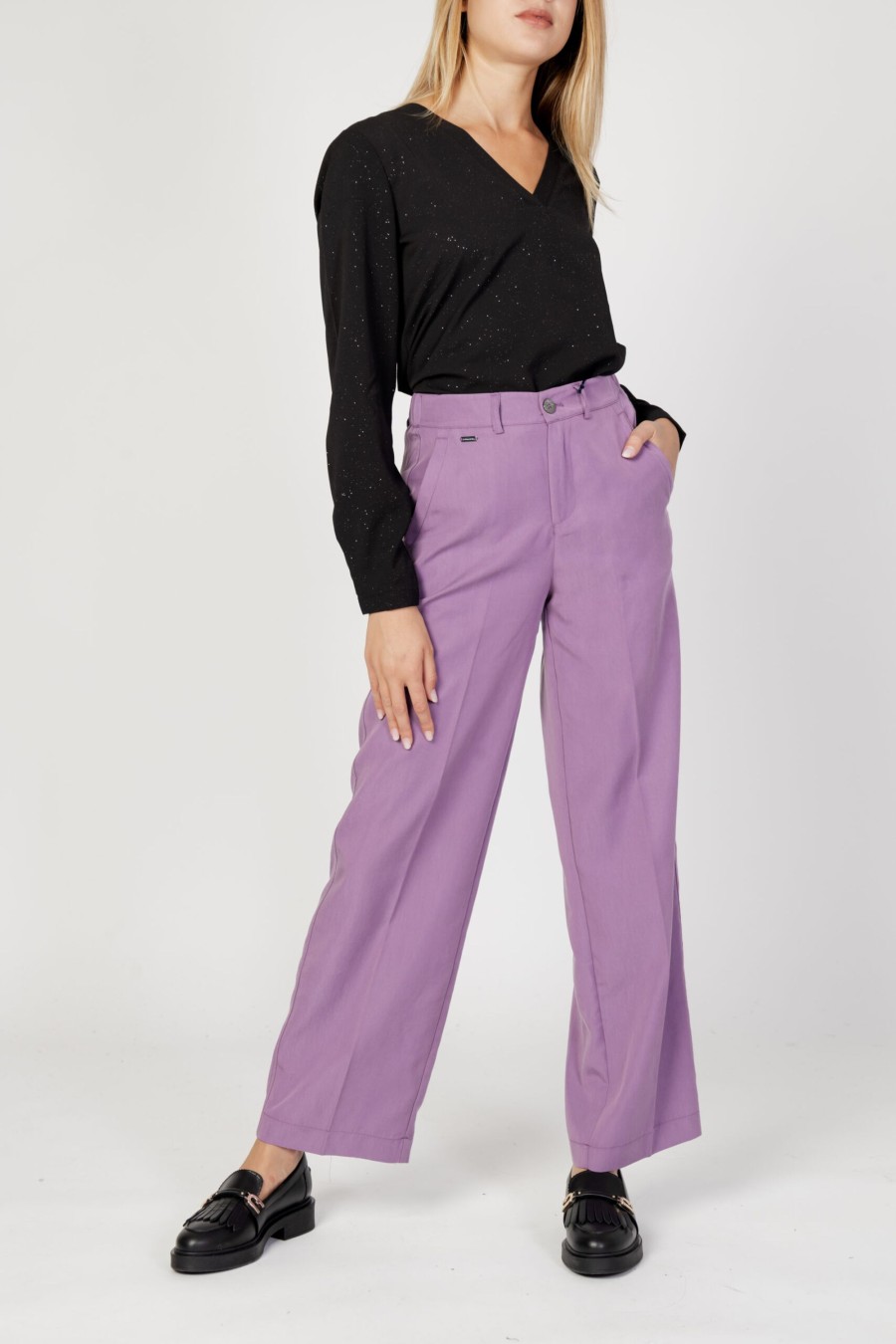 Donna Street One | Pantaloni Regular Street One Straight Leg Lyocell Twill Cas Viola - Glicine