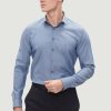 Uomo Calvin Klein | Camicia Manica Lunga Calvin Klein Stretch Collar 2Colo Blu Chiaro