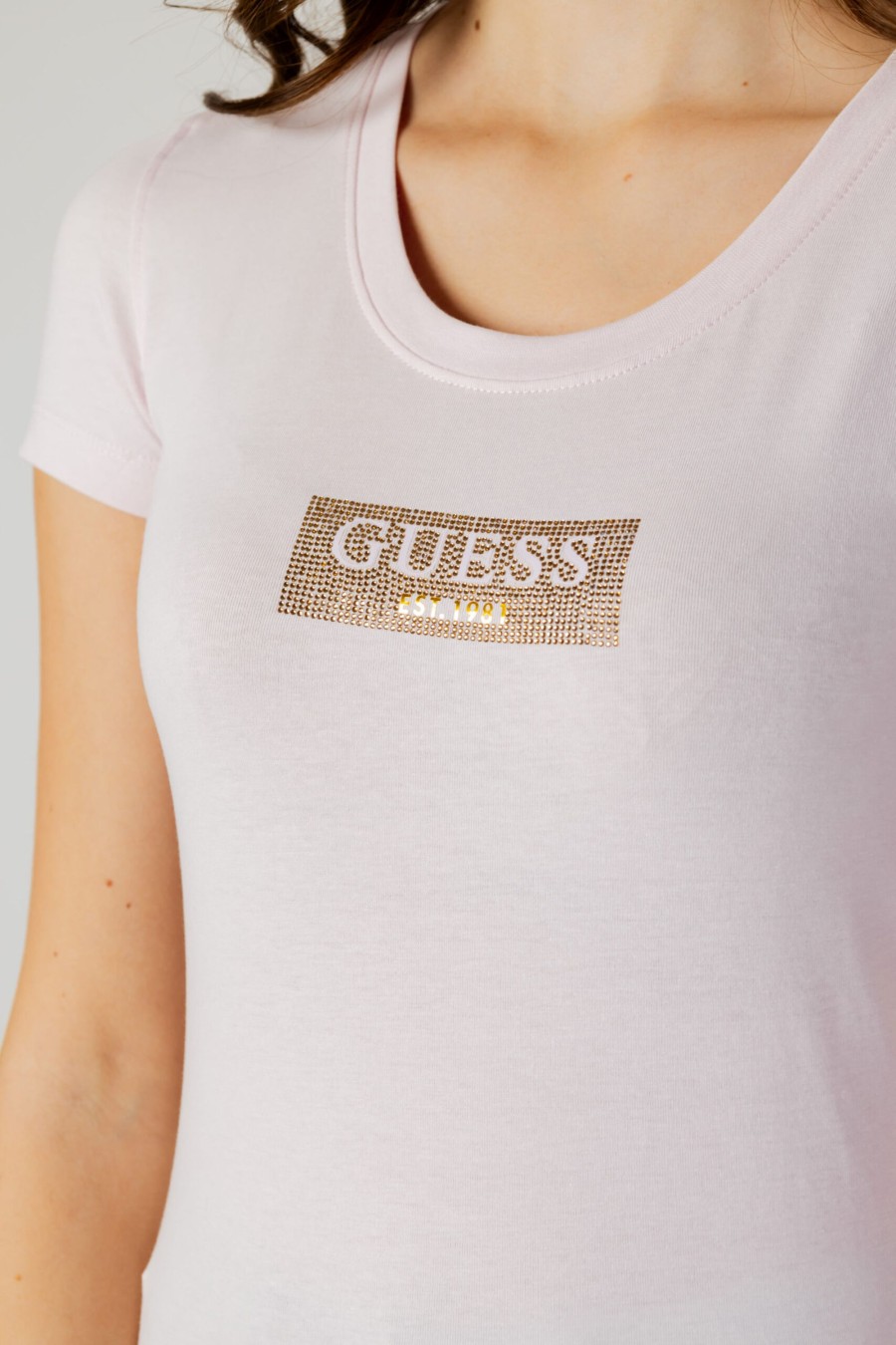 Donna Guess | T-Shirt Guess Ss Cn Studs Box Rosa