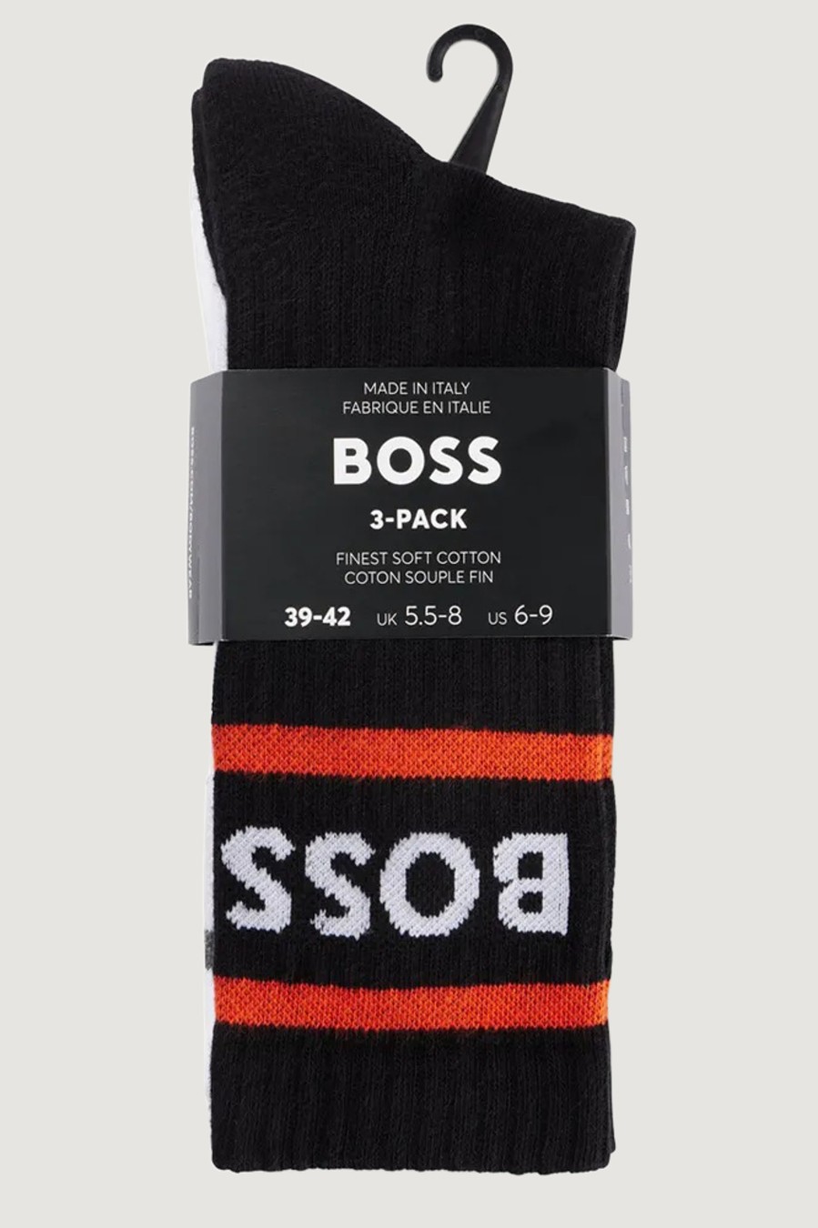 Uomo Boss | Calzini Lunghi Boss 3P Rib Stripe Cc Nero