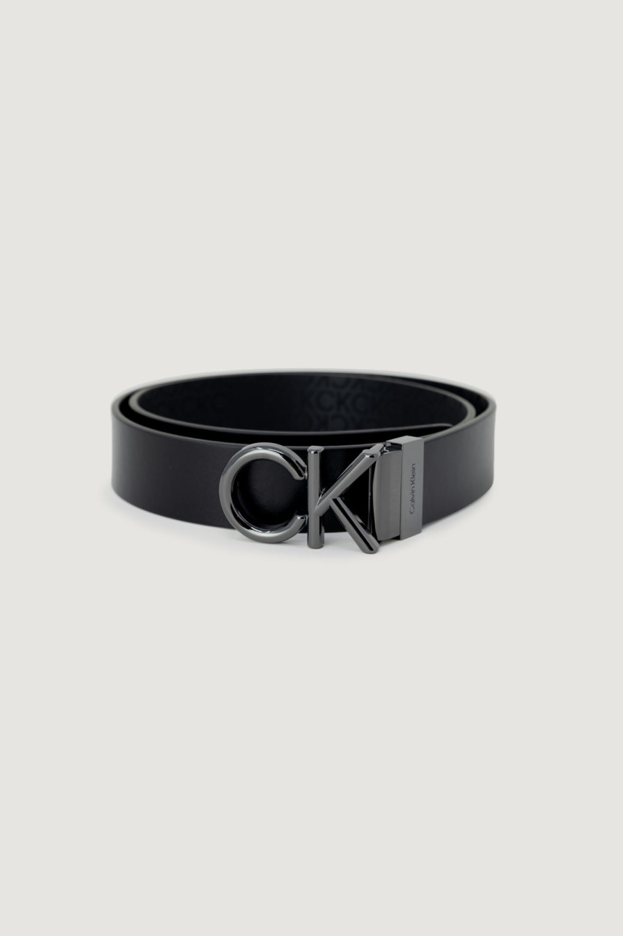 Uomo Calvin Klein | Cinta Calvin Klein Adj/Rev Ck Metal Bombe Mono 35Mm Nero