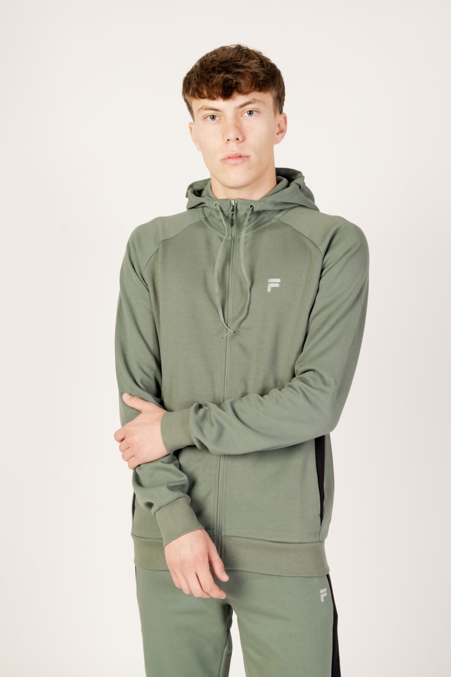 Uomo Fila | Felpa Con Cappuccio Fila Romulus Hooded Track Verde