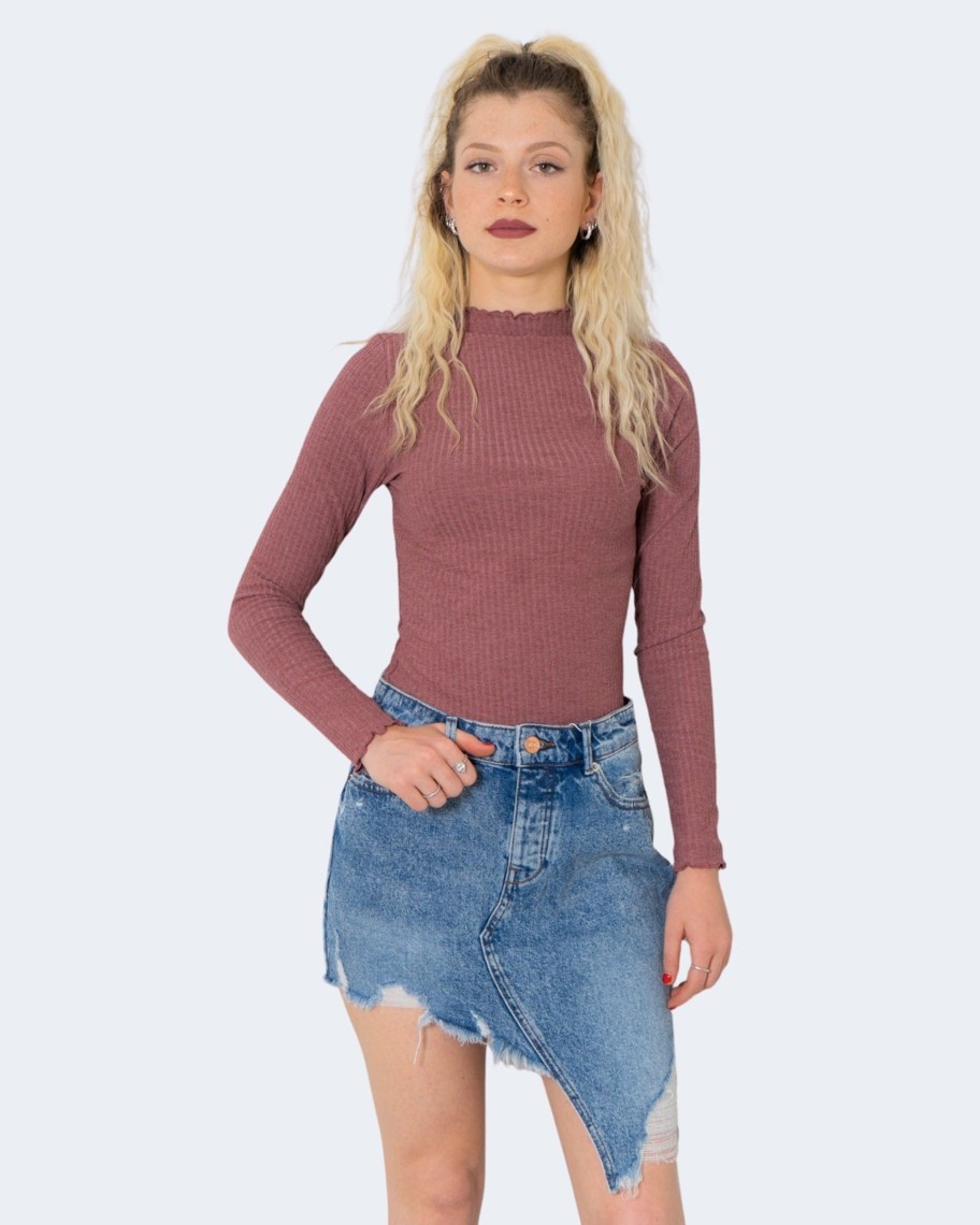 Donna Only | Maglia Only Emma L/S High Neck Top Noos Jrs Bordeaux