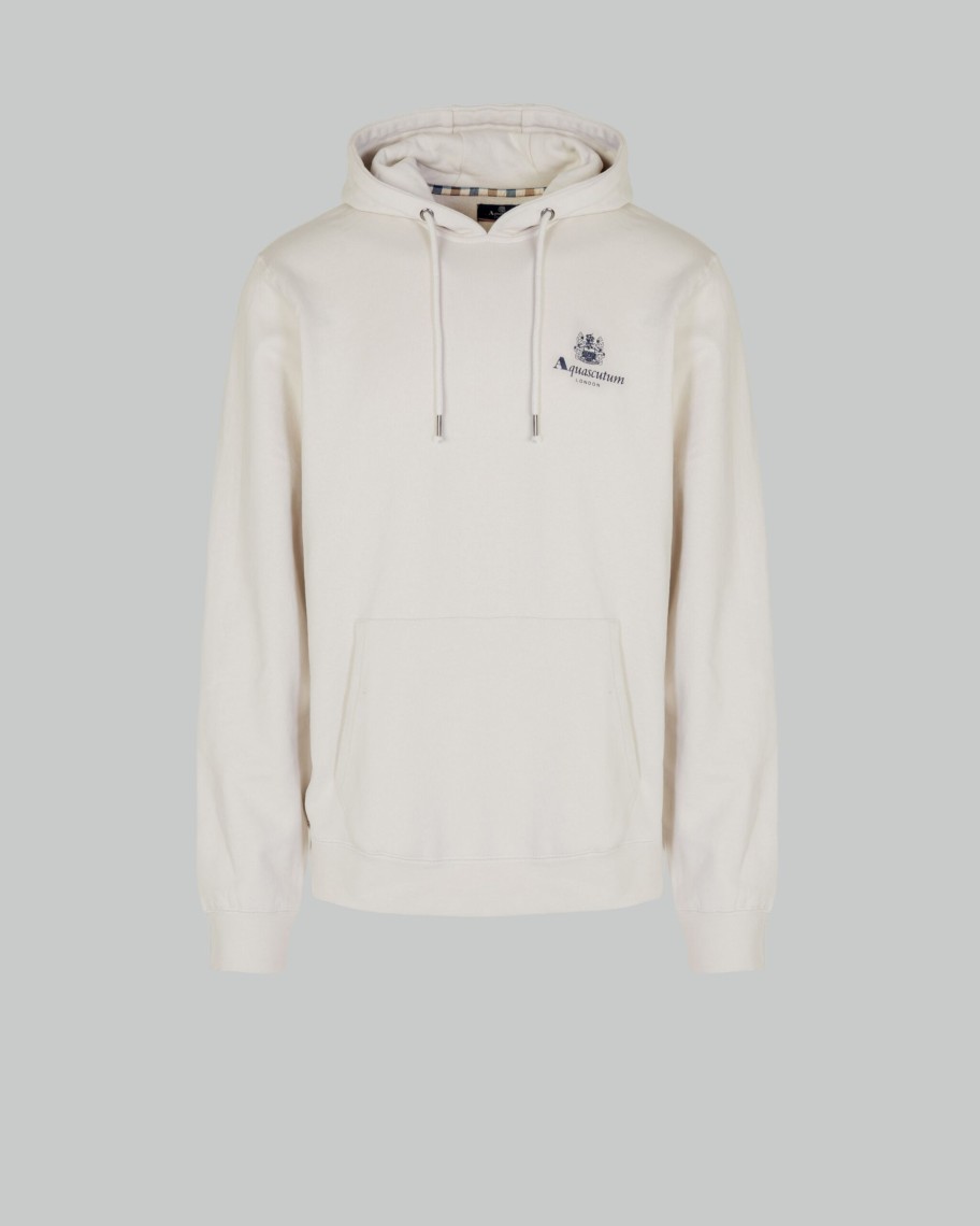 Uomo Aquascutum | Felpa Con Cappuccio Aquascutum Active Small Logo Full Zip Hoodie Fleece Grigio Chiaro