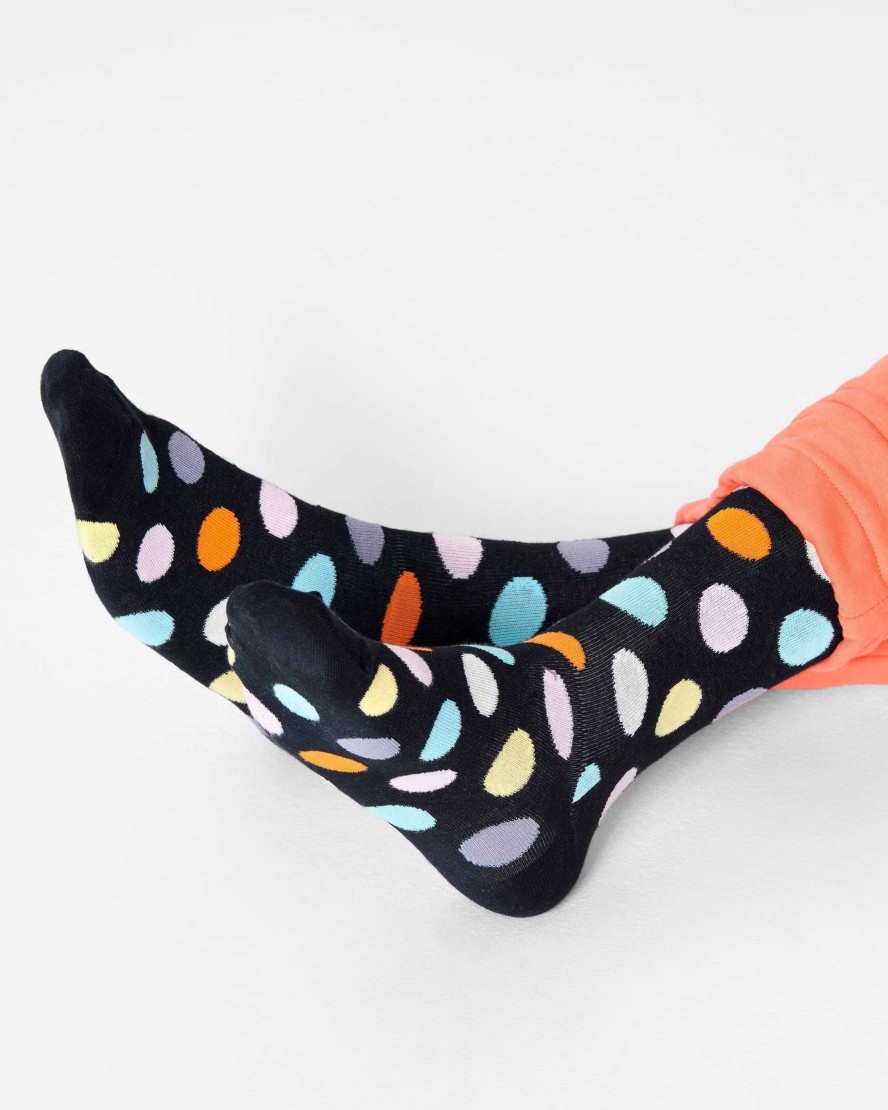 Uomo Happy Socks | Calzini Lunghi Happy Socks Big Dot Nero