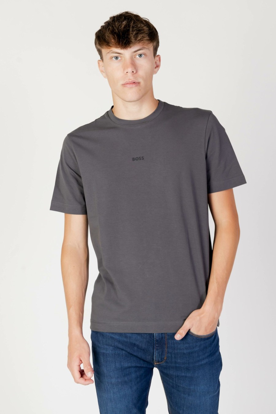 Uomo Boss | T-Shirt Boss Tchup Grigio Scuro