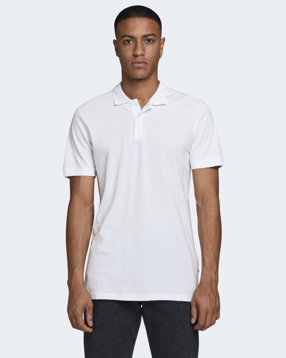 Uomo Jack Jones | Polo Manica Corta Jack Jones Noos - Jjebasic Polo Ss Noos Bianco