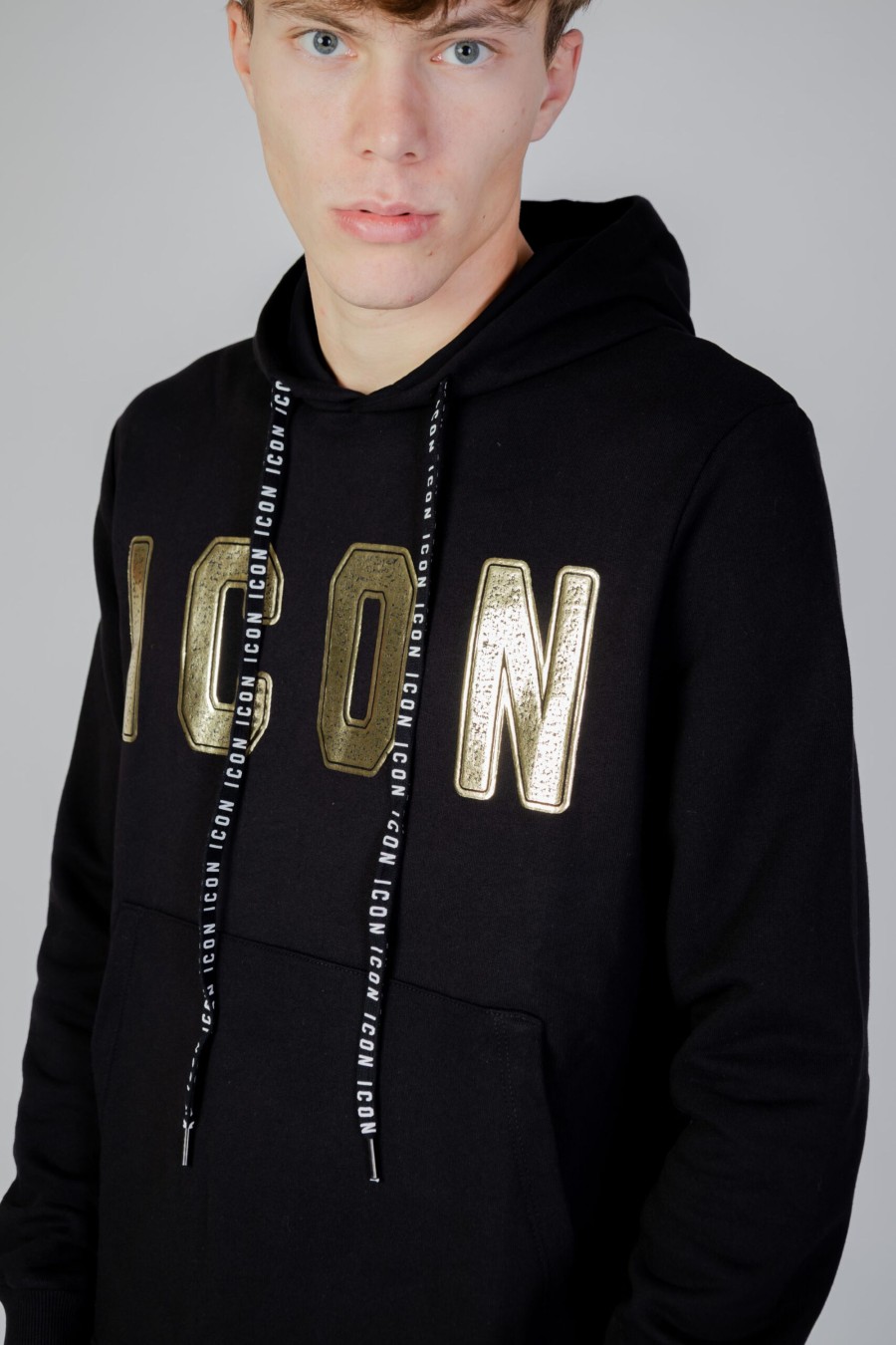 Uomo Icon | Felpa Con Cappuccio Icon Logo Oro Nero