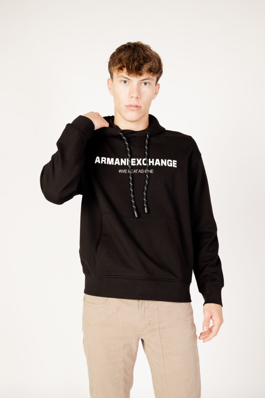 Uomo Armani Exchange | Felpa Con Cappuccio Armani Exchange Nero