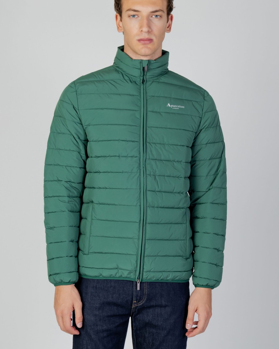 Uomo Aquascutum | Giacchetto Aquascutum Active 100Gr Mock Neck Jacket Verde