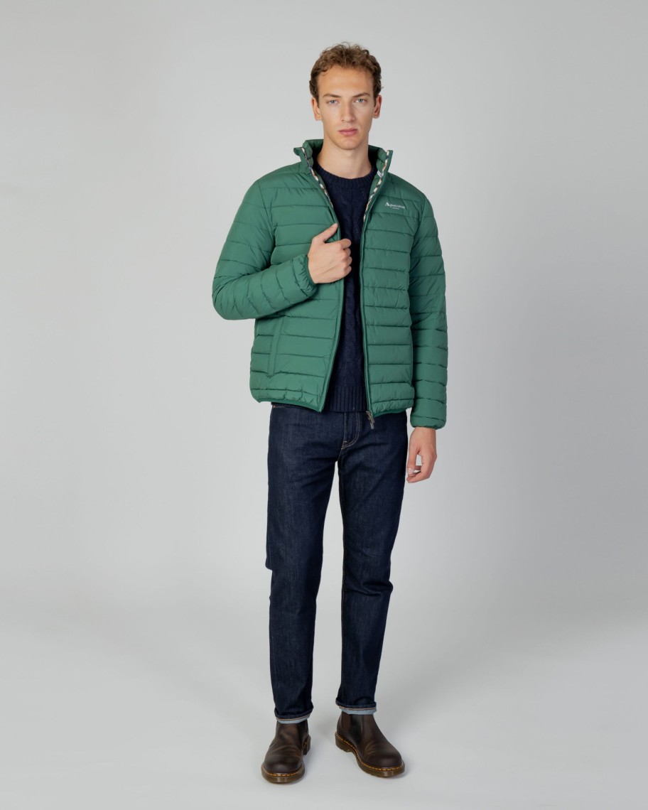 Uomo Aquascutum | Giacchetto Aquascutum Active 100Gr Mock Neck Jacket Verde