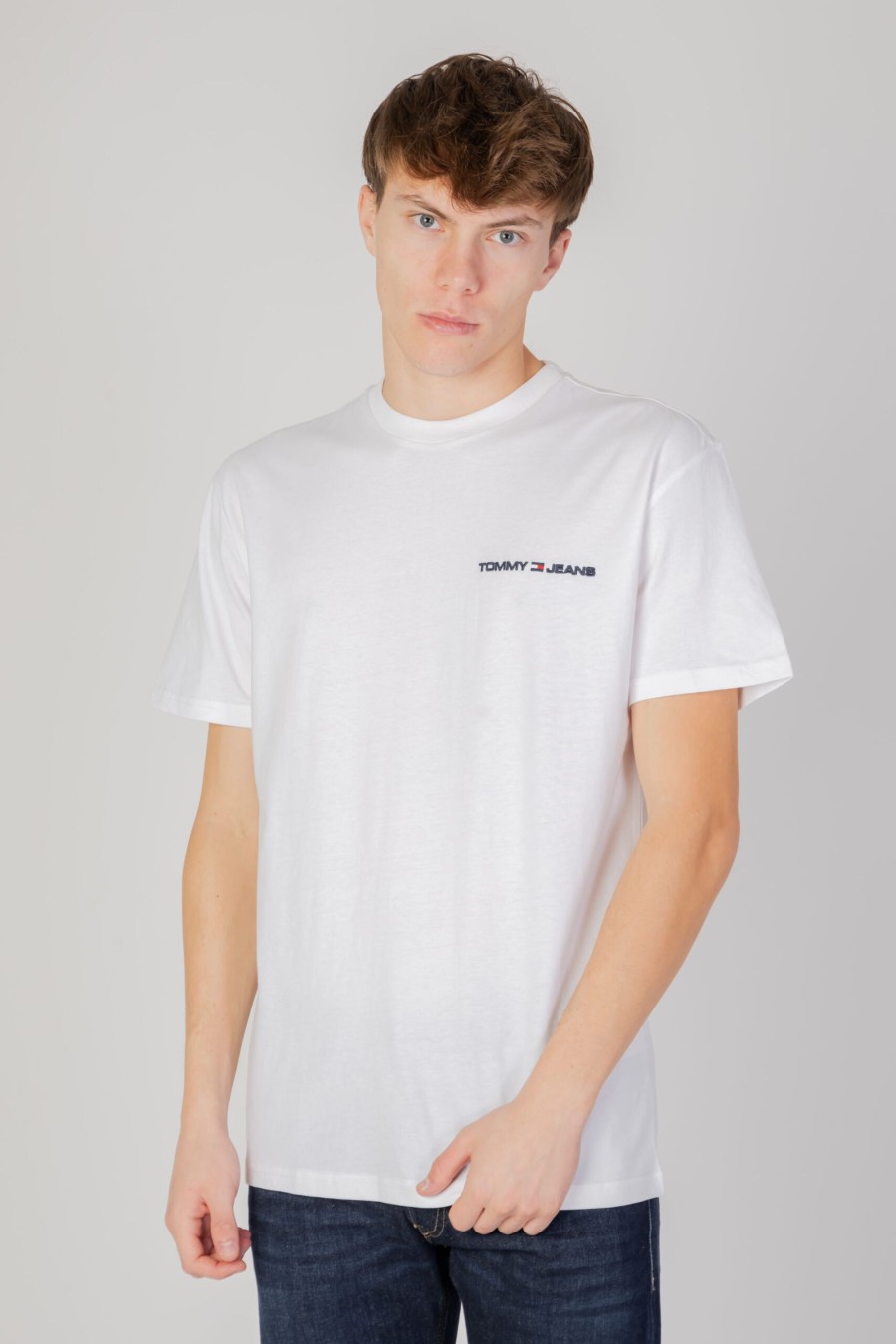 Uomo Tommy Hilfiger | T-Shirt Tommy Hilfiger Tjm Clsc Linear Ches Bianco