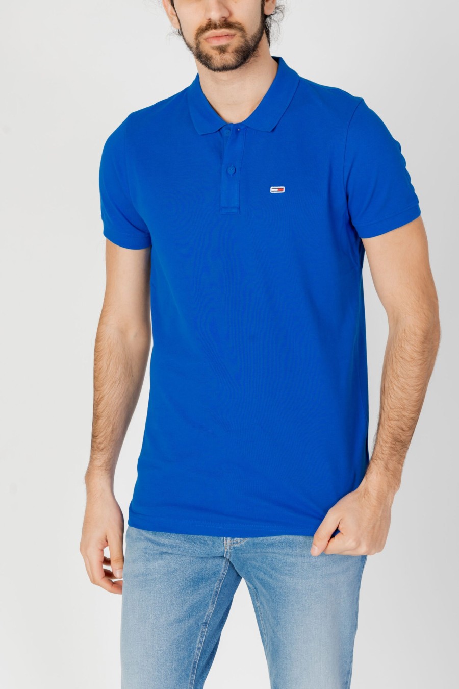 Uomo Tommy Hilfiger | Polo Manica Corta Tommy Hilfiger Slim Placket Blu