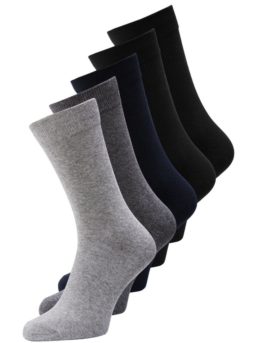 Uomo Jack Jones | Calzini Lunghi Jack Jones Jens 5 Pack Noos Grigio Scuro