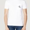 Uomo Calvin Klein | T-Shirt Calvin Klein Core Monologo Pocket Slim Tee Bianco