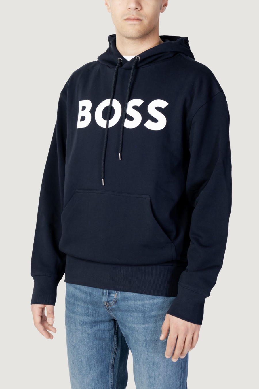 Uomo Boss | Felpa Con Cappuccio Boss Webasichood Blu Marine