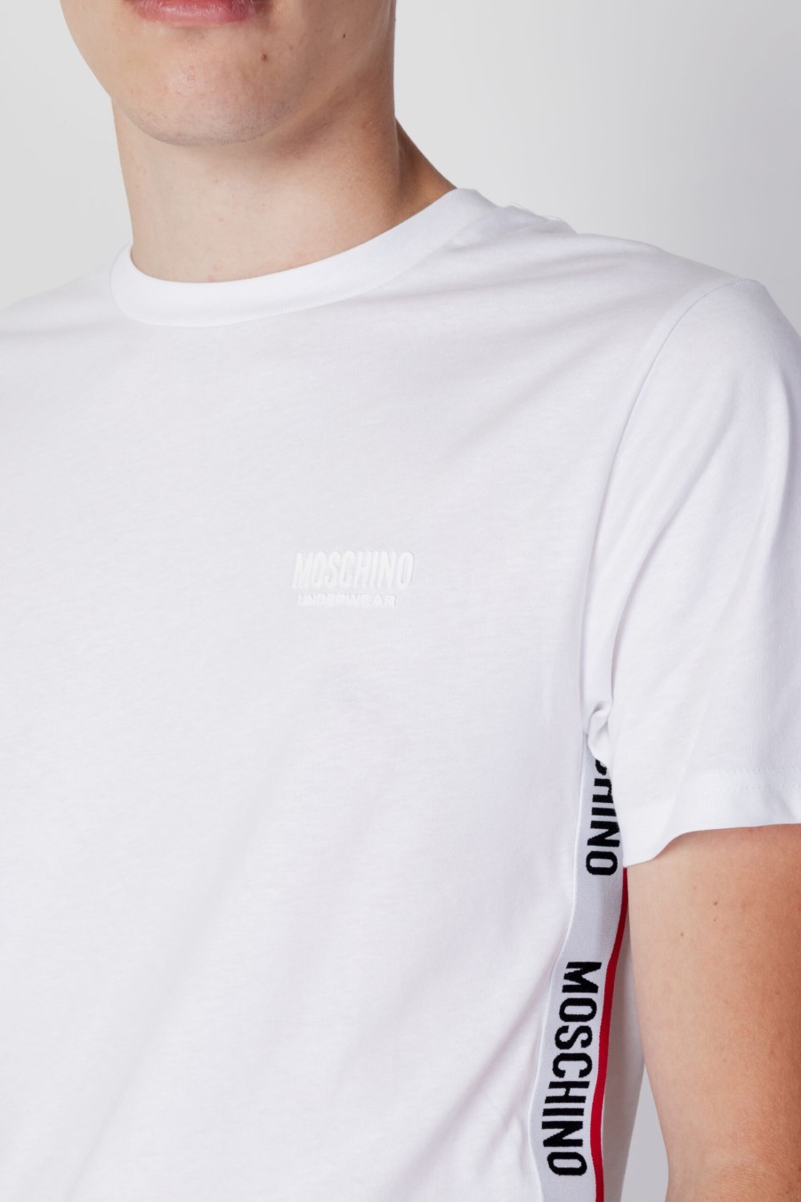 Uomo Moschino Underwear | T-Shirt Moschino Underwear Tinta Unita Bianco