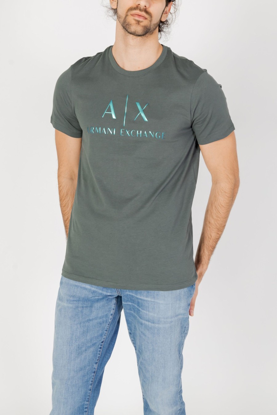 Uomo Armani Exchange | T-Shirt Armani Exchange Verde Oliva