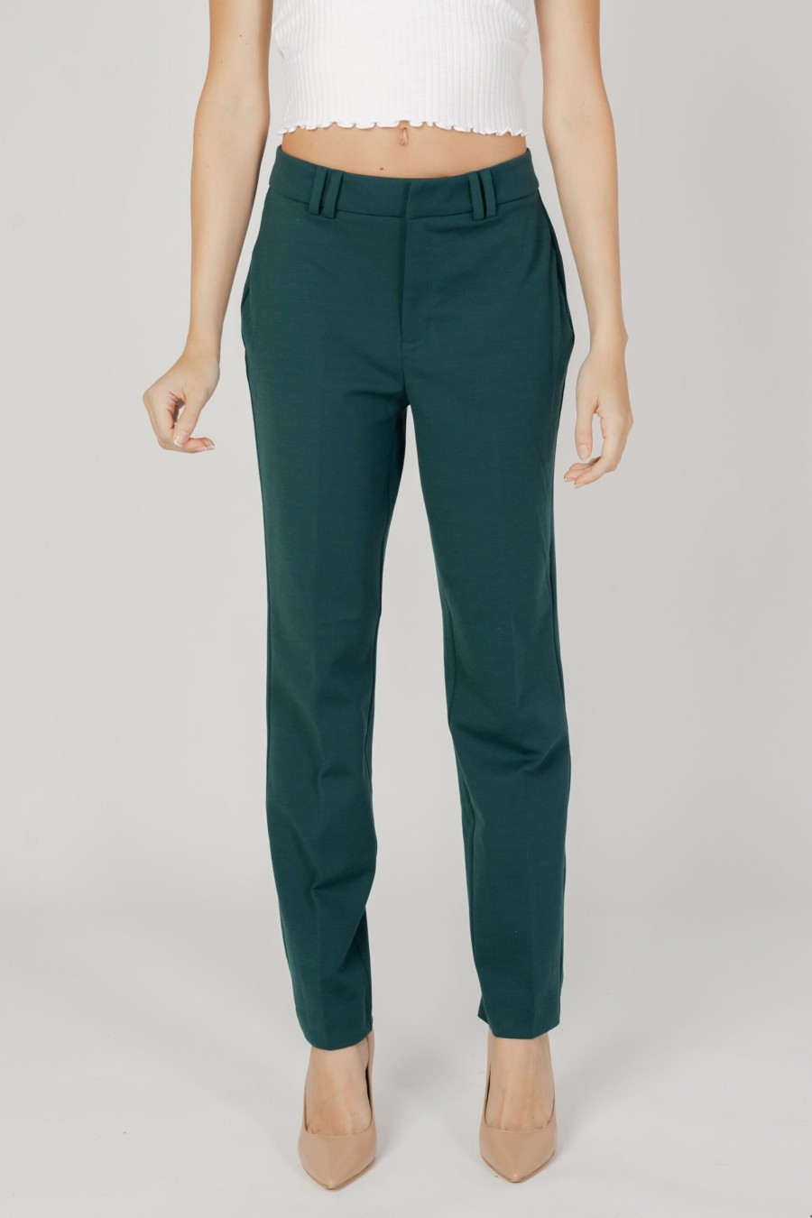 Donna Only | Pantaloni A Sigaretta Only Onlpeach Mw Cigarette Ank Pant Tlr Noos Verde