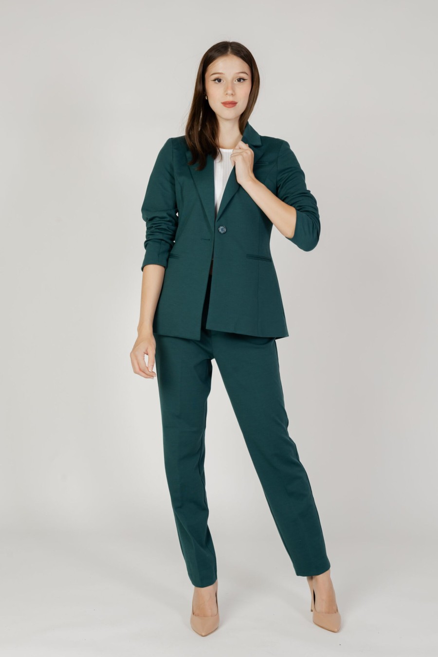 Donna Only | Pantaloni A Sigaretta Only Onlpeach Mw Cigarette Ank Pant Tlr Noos Verde