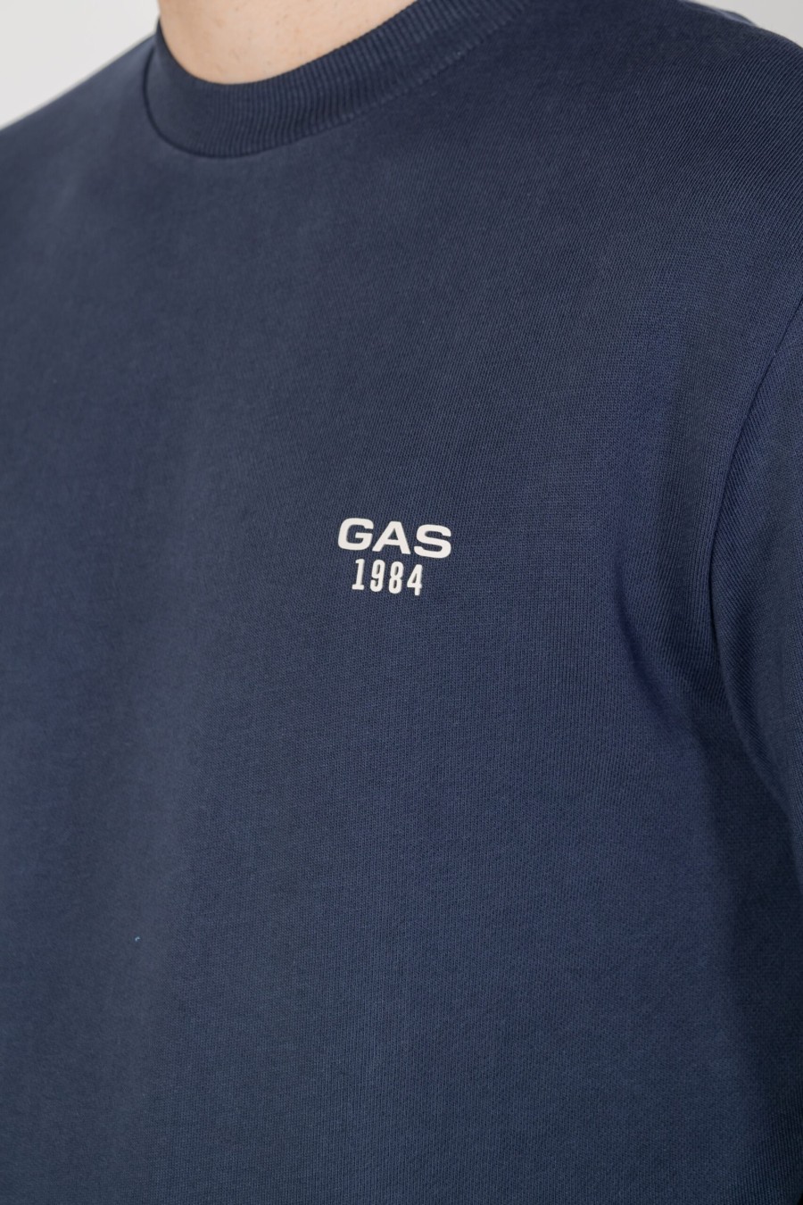 Uomo Gas | Felpa Senza Cappuccio Gas Sven Gas 1984 Blu