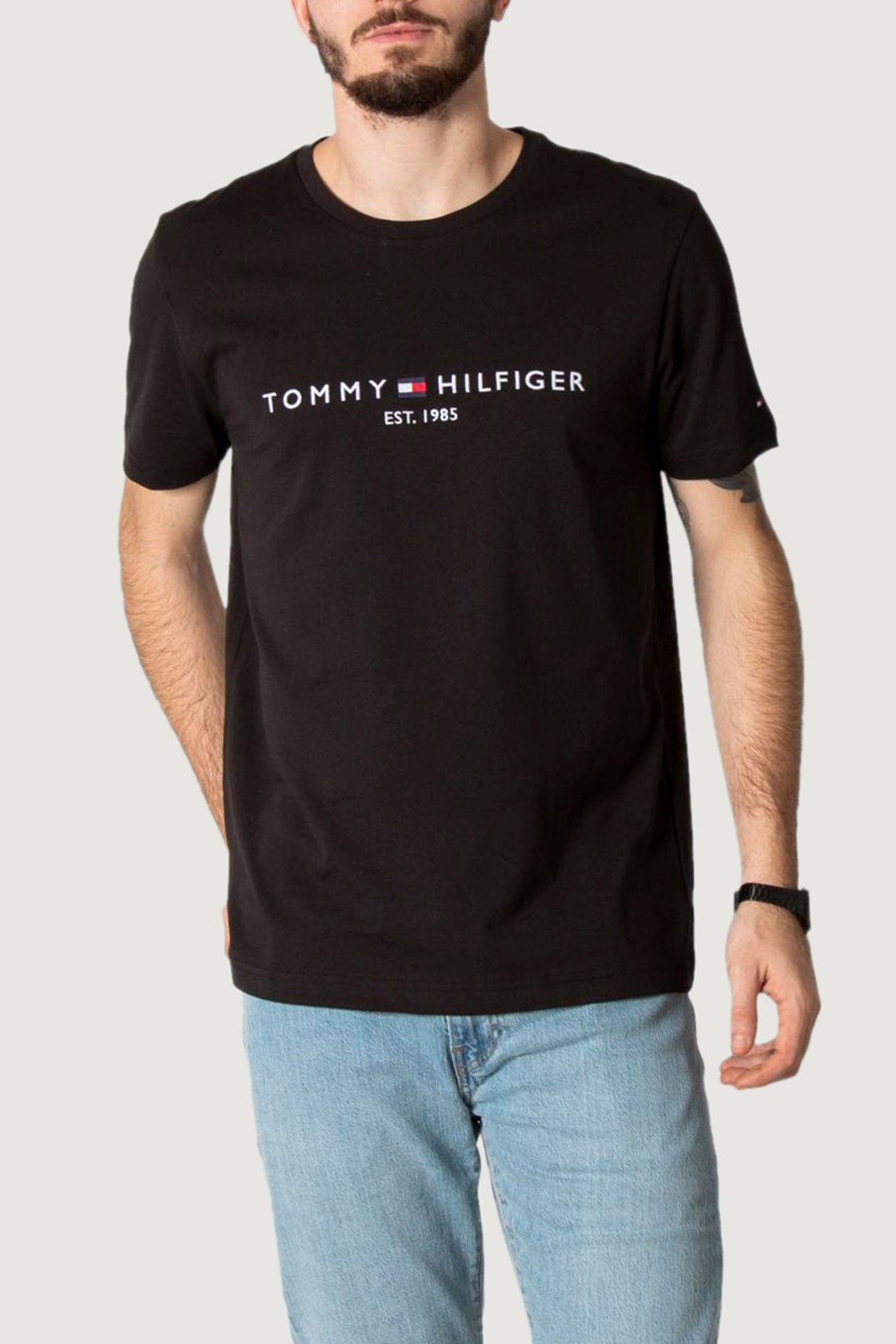 Uomo Tommy Hilfiger | T-Shirt Tommy Hilfiger Core Tommy Logo Tee Nero