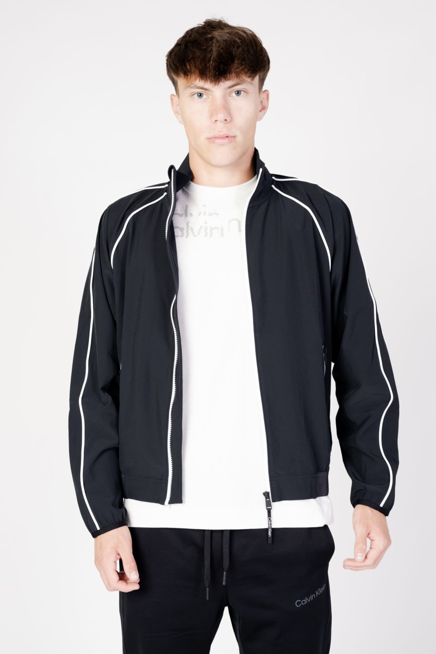 Uomo Calvin Klein Sport | Felpa Senza Cappuccio Calvin Klein Sport Wo - Woven Jacket Nero