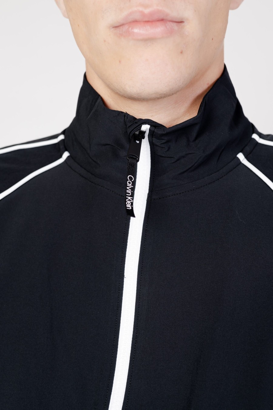 Uomo Calvin Klein Sport | Felpa Senza Cappuccio Calvin Klein Sport Wo - Woven Jacket Nero