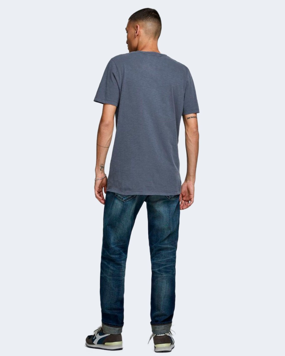 Uomo Jack Jones | T-Shirt Jack Jones Esplit Neck Tee Ss Noos Blu Chiaro