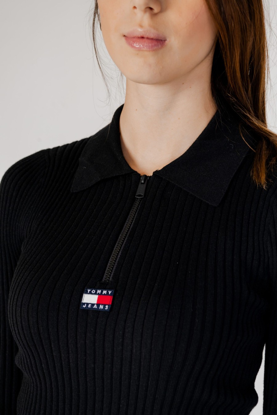 Donna Tommy Hilfiger | Maglia Tommy Hilfiger Half Zip Thru Nero